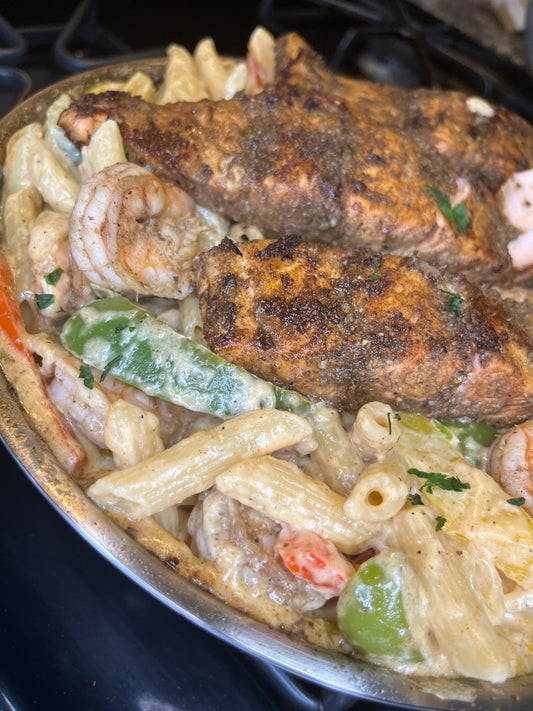 Nae's Salmon & Shrimp Rasta Pasta